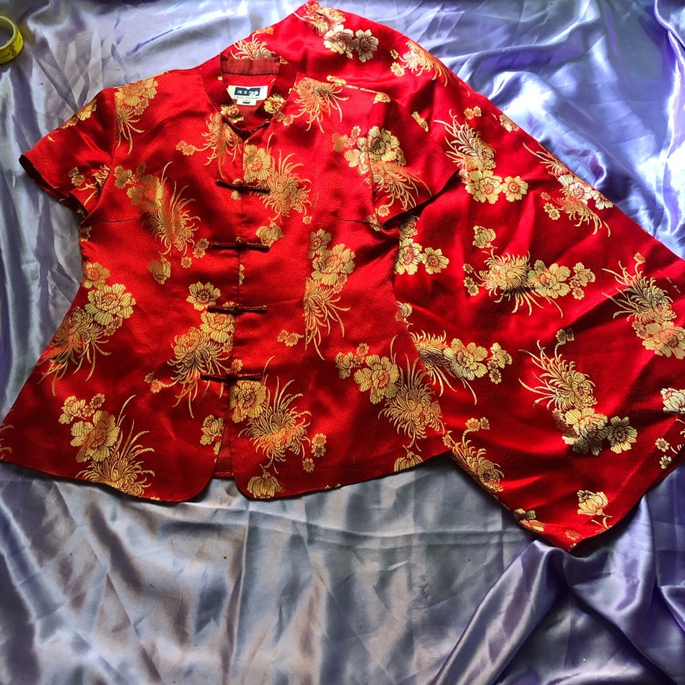 Red Traditional Cheongsam skirt and top